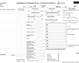 Bordereau de préparation de la paie aide à domicile – Réf. 85-311