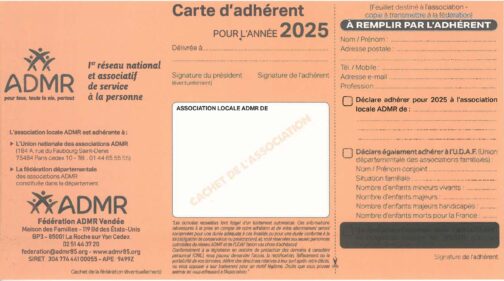 Carte d'adhérent 2025 – Réf.85-928