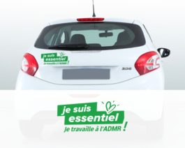 Stickers salariés pour véhicules “Je suis essentiel, je travaille à l’ADMR”- par lot de 10 – Réf.85-936