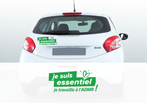 Stickers salariés pour véhicules "Je suis essentiel, je travaille à l'ADMR"- par lot de 10 - Réf.85-936