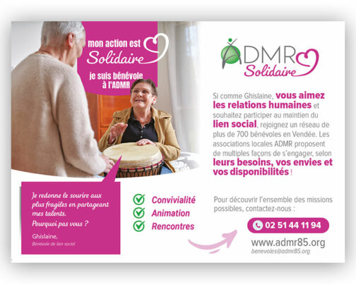 Flyer cartonné recto-verso "Bénévolat solidaire" format 13x18 cm - réf 85-967