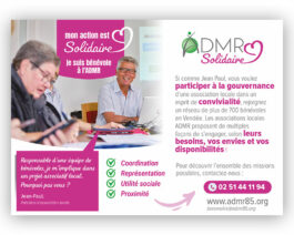 Flyer cartonné recto-verso « Bénévolat solidaire » format 13×18 cm – réf 85-967