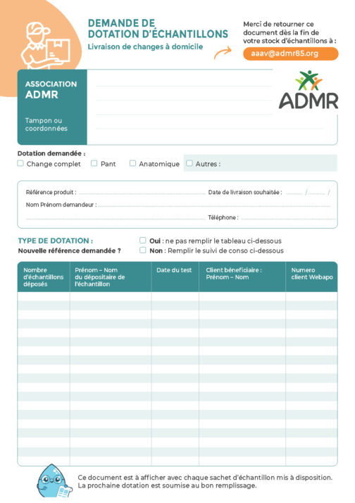 flyers demande de dotation d'échantillons de change - réf 85-110 (2025)